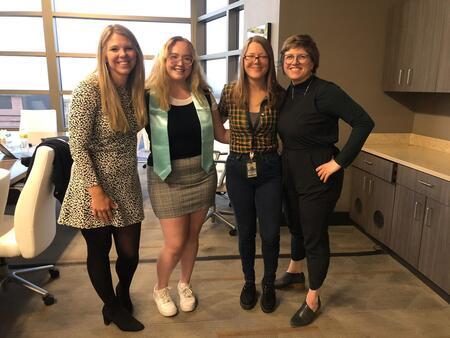 Blakeli Campbell and her thesis committee. From left to right: Laura Decker; Blakeli Campbell; Emily Hoover (advisor); Molly Appel