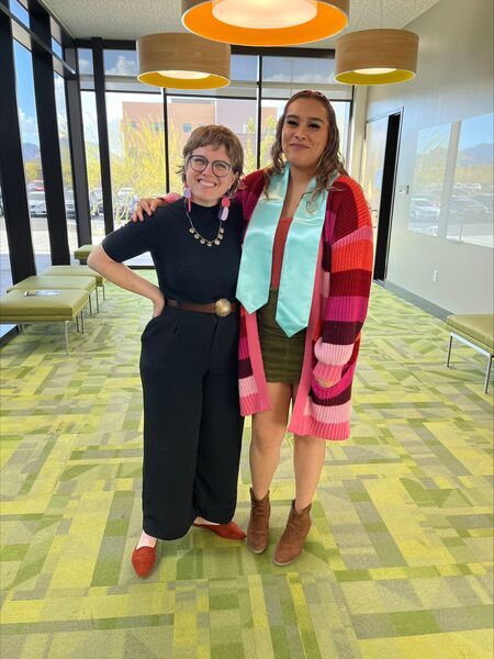 Giselle Gradilla with her advisor, Molly Appel, after her defense.